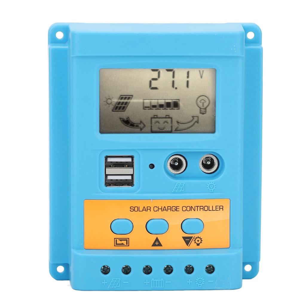 Solar Charge Controller 12V 24V Auto Identification 2 USB Port LCD Display High Efficiency for Sealed Battery 50A