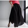 Casual Cotton Linen Blend Women's Spring Summer Loose Fit Plus Size Side Slit Cropped Pants Two-Piece Illusion Bottoms Skirt
