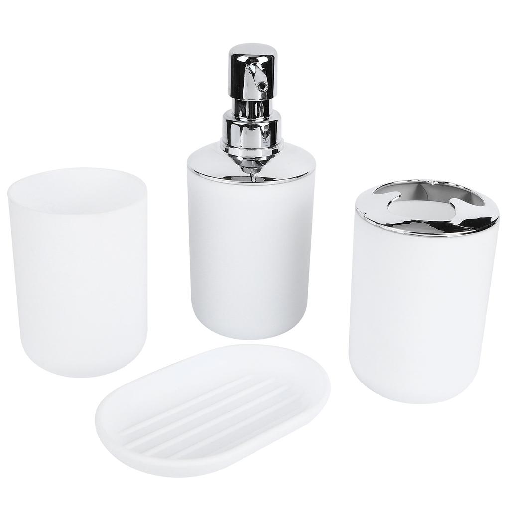 4Pcs Set Bathroom Kit Accessory Plastic Lotion Bottle Storage Cup Rinse Cup Soap Dish
