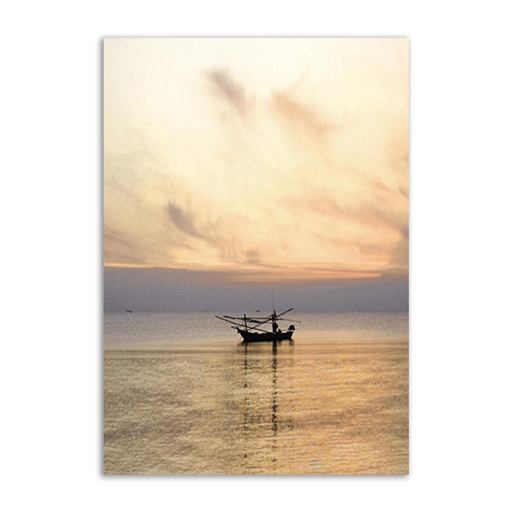 Морской пейзаж, настенный художественный принт, мост, деревянный настенный постер, сено, холст, картина, лодка, скандинавская настенная картина для декора гостиной, живопись