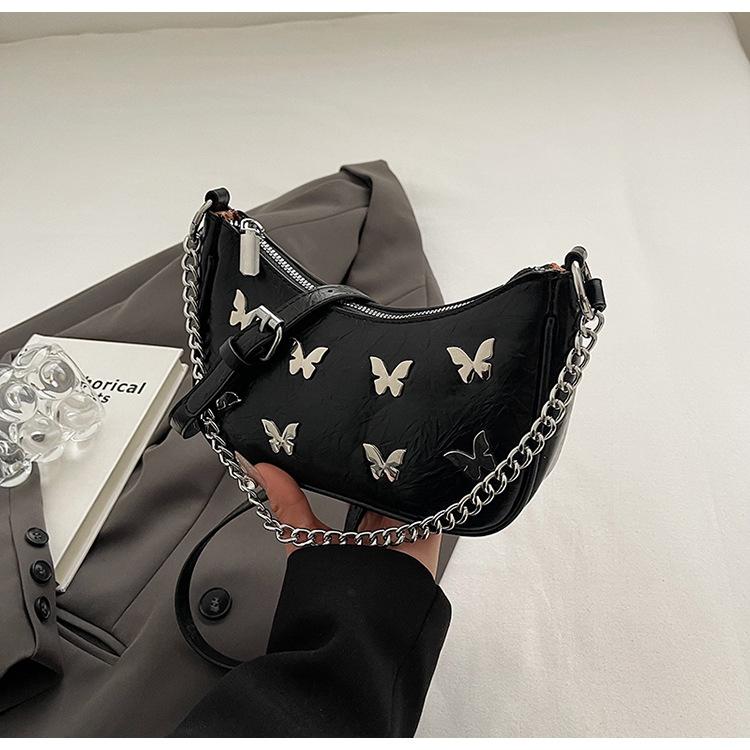 Bag Women's 2025 New High-end Summer Versatile Fashion Butterfly Shoulder Crossbody Bag Simple Chain Underarm Bag