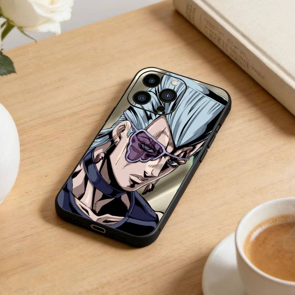 Чехол для телефона с аниме JoJo's Bizarre Adventure для iPhone 16, 15, 14, 13, 12, 17, Pro Max, Plus, силиконовый, черный