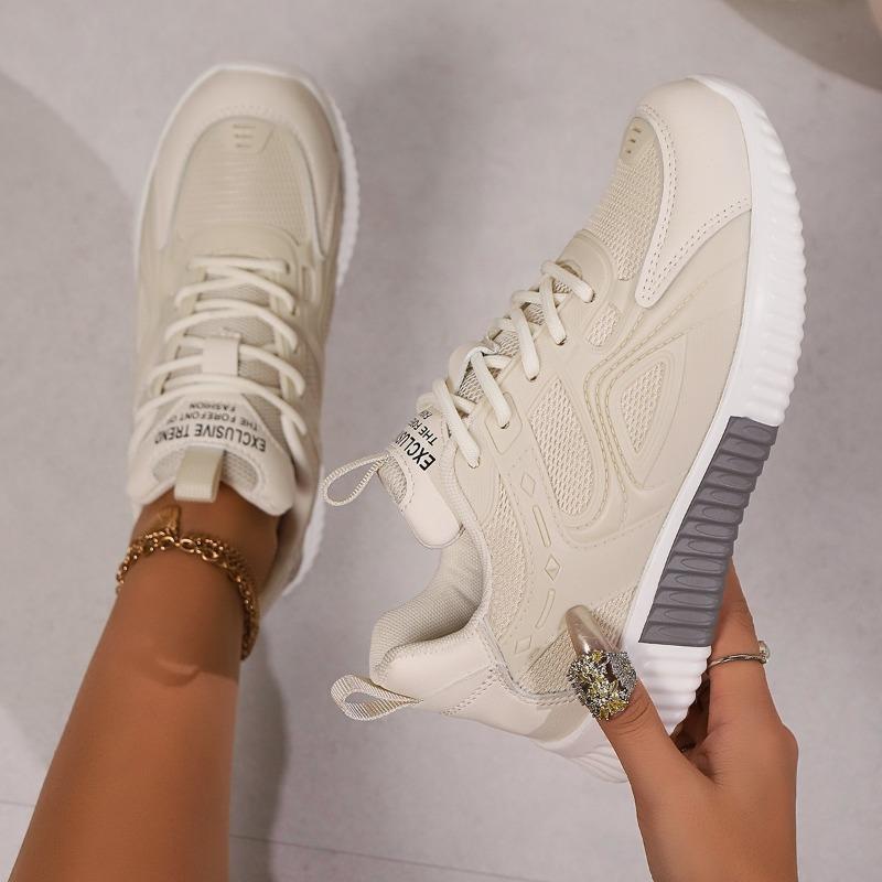 Осенние женские туфли на плоской подошве Новые дышащие сетчатые туфли на платформе со шнуровкой для женщин Повседневные кроссовки Уличная мода Женские теннисные туфли