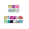 6/12 Grids Assorted Macaron Flat Bottom Pearlescent Rhinestones, Semi-Circular Illusory Decorative Manicure Pearls, Unscented Nail Supplies Nails Nail