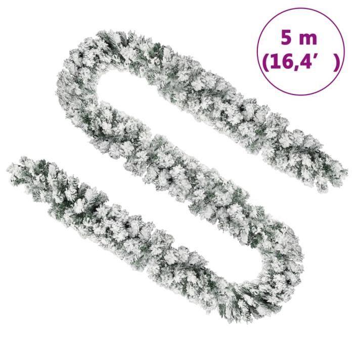 VidaXL Guirlande de Noël avec neige floquée Vert 5 m PVC