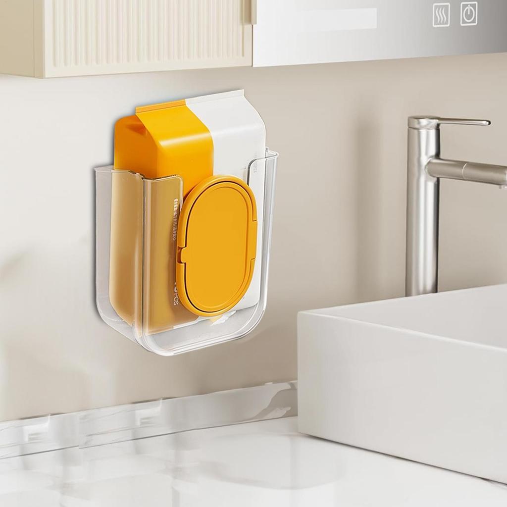 Wall Mounted Tissue Dispenser Luxury Facial Tissue Storage Box No-Drill Bathroom Wall-Mounted Storage Box Toilet Paper Holder