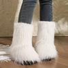 Winter Shoe Women's Winter Fluffy Faux Fox Fur Boots Woman Plush Warm Snow Boots Luxury Footwear Girls' Furry Fur Bottes Fashion