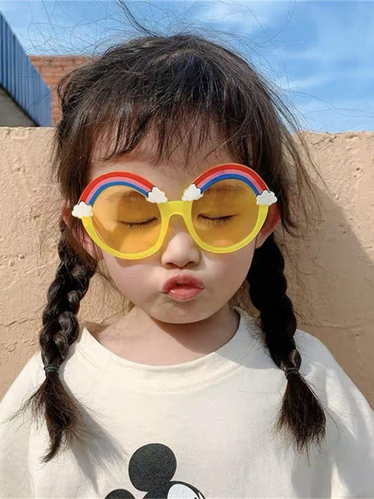 Круглые солнцезащитные очки Радужные очки Модные Девичьи Мультяшные очки Тени Антибликовые Мальчишеские Мультяшные солнцезащитные очки