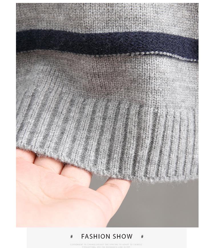 Boys' Striped Wool Crew Neck Sweater - Thick, Warm & Stylish for Autumn/Winter