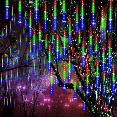 Светодиодная гирлянда "Метеорный поток" для улицы, Рождественские огни, 24 трубки, 576 светодиодов, Имитация падающего снега, Каскадные сосульки для украшения елки, Свадебной вечеринки