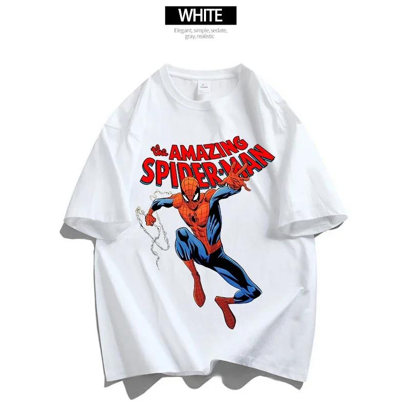 MINISO Marvels Spidermans Women Men T Shirt Fashion Printed Summer Clothes Marvels Anime Cartoon Tee Shirt Short Sleeve Tops#Color