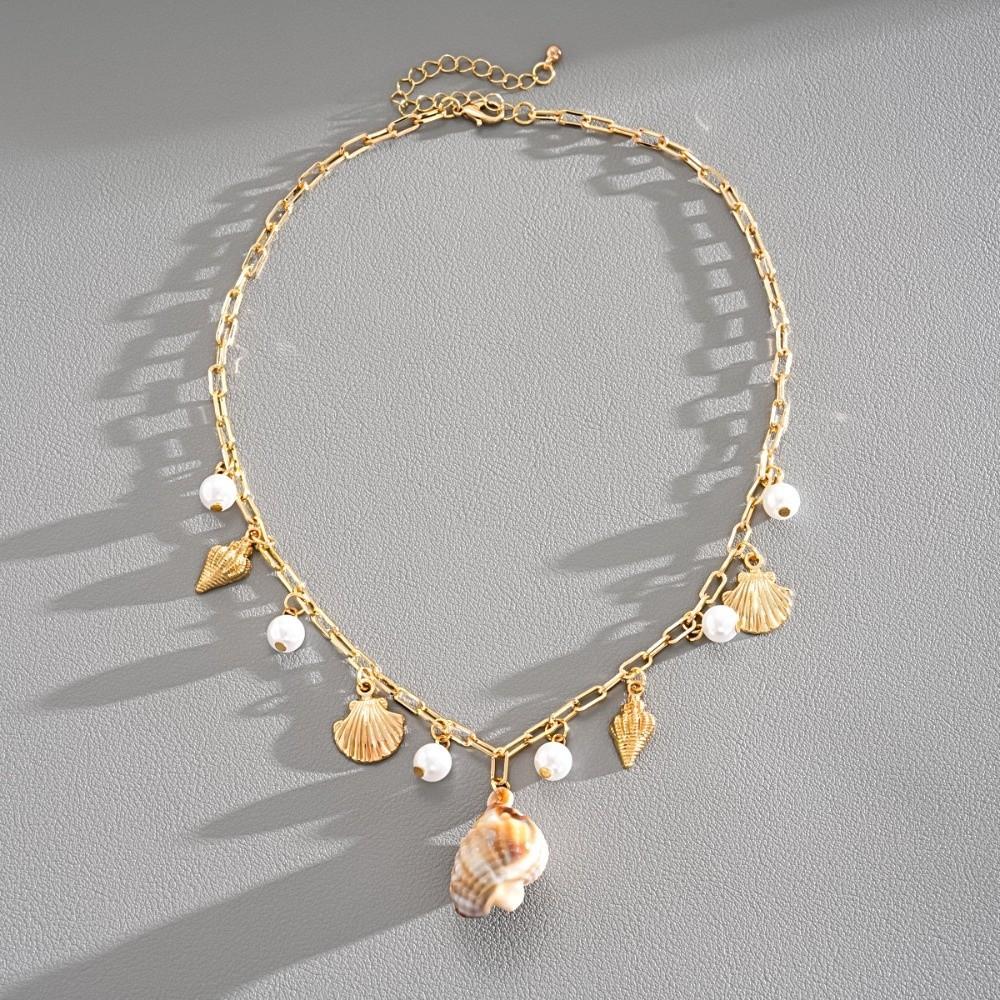 Ornaments Bohemian Shell Necklace Zinc Zinc Alloy Pearl Starfish Beach Pendant Shell Starfish Necklace Beach