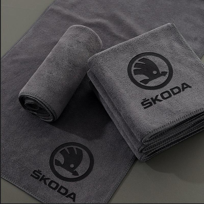 For Skoda Octavia Fabia Superb Yeti Enyaq New Coral Fleece Car Wash Towel Drying Cloth Cleaning Towels Car Interior Accessories xkbf53