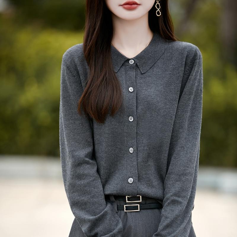 Женский кашемировый кардиган Qinghe кашемир 50% шерсть 50% шелк Женский осенне-зимний кашемировый кардиган мягкий и теплый