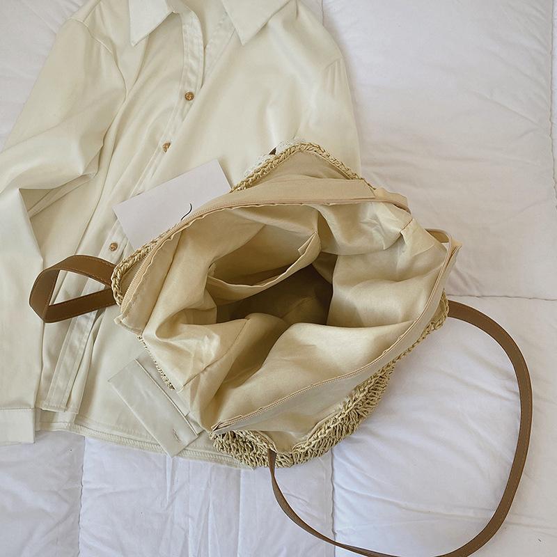 Yogodlns Повседневная соломенная сумка через плечо для женщин, полая тканая пляжная сумка из ротанга