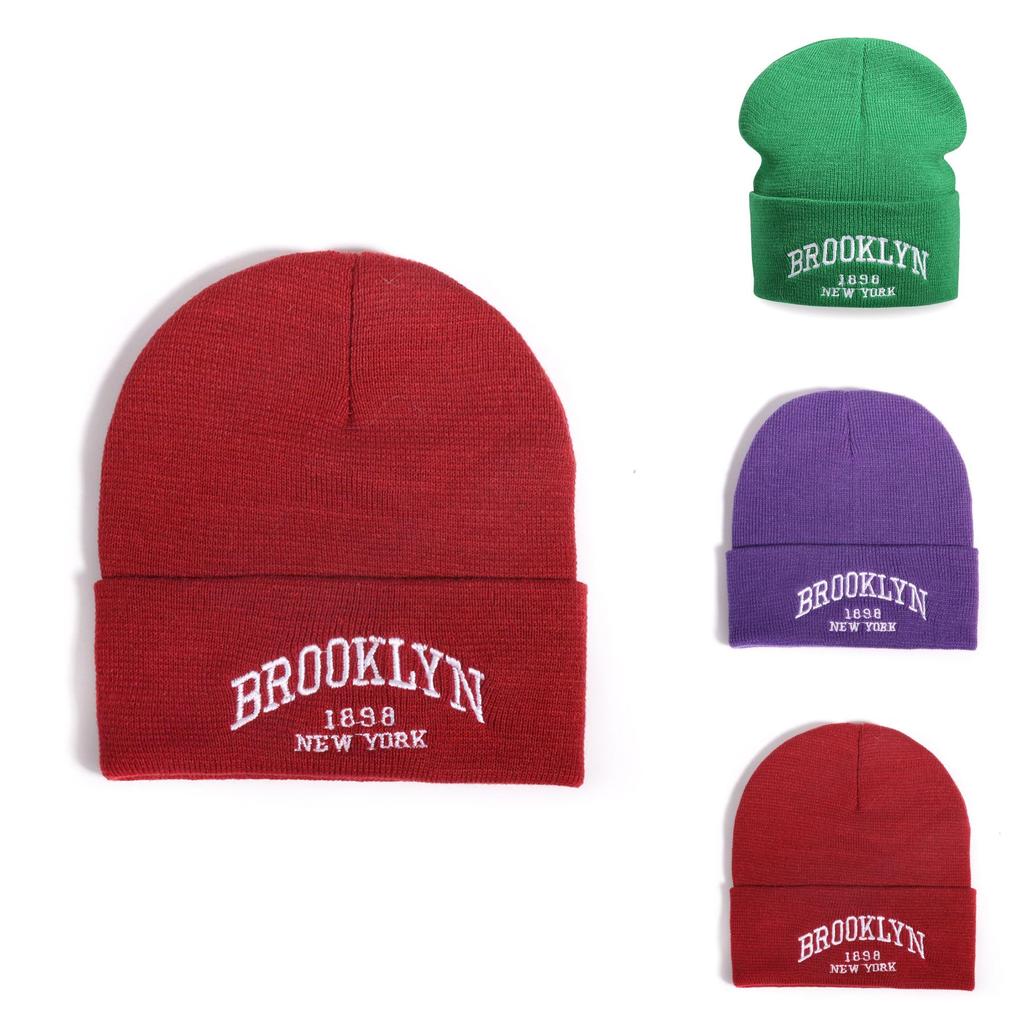 Осенне-зимняя вязаная шапка с вышитыми буквами и акрилом для уличного и хип-хоп стиля