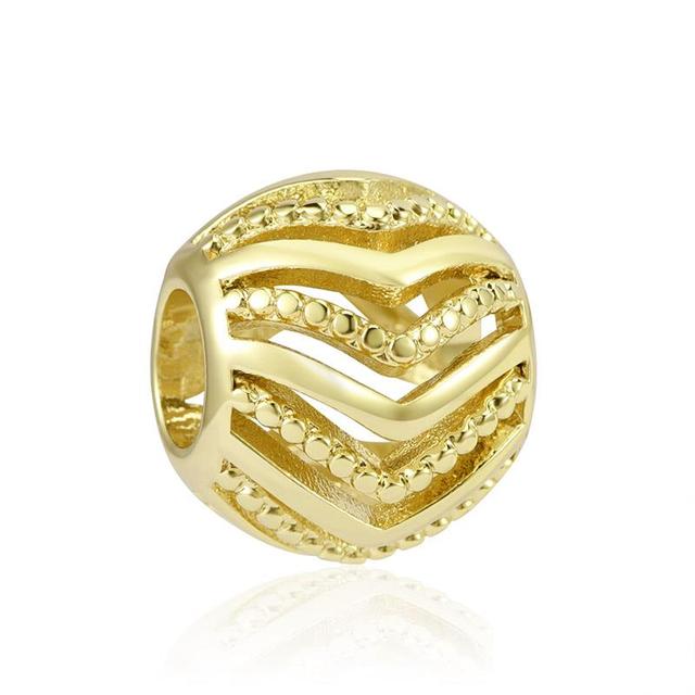 New Gold Sparkling Pattern Celestial Star Beads Charm Fit Original Fashion Bracelet Diy Jewelry For Women