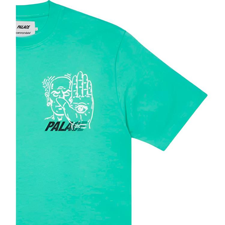 Palace X Cannondale Коллаборация Mad Boy Футболка Мятный Принт Логотипа Круглый Вырез Короткий Рукав Унисекс Топы Мятно-Зеленый PAL-FW21-305