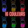 Lampe de chevet - 3D LED - Bouledogue Français - Veilleuse tactile - 16 couleurs - Décoration intérieure