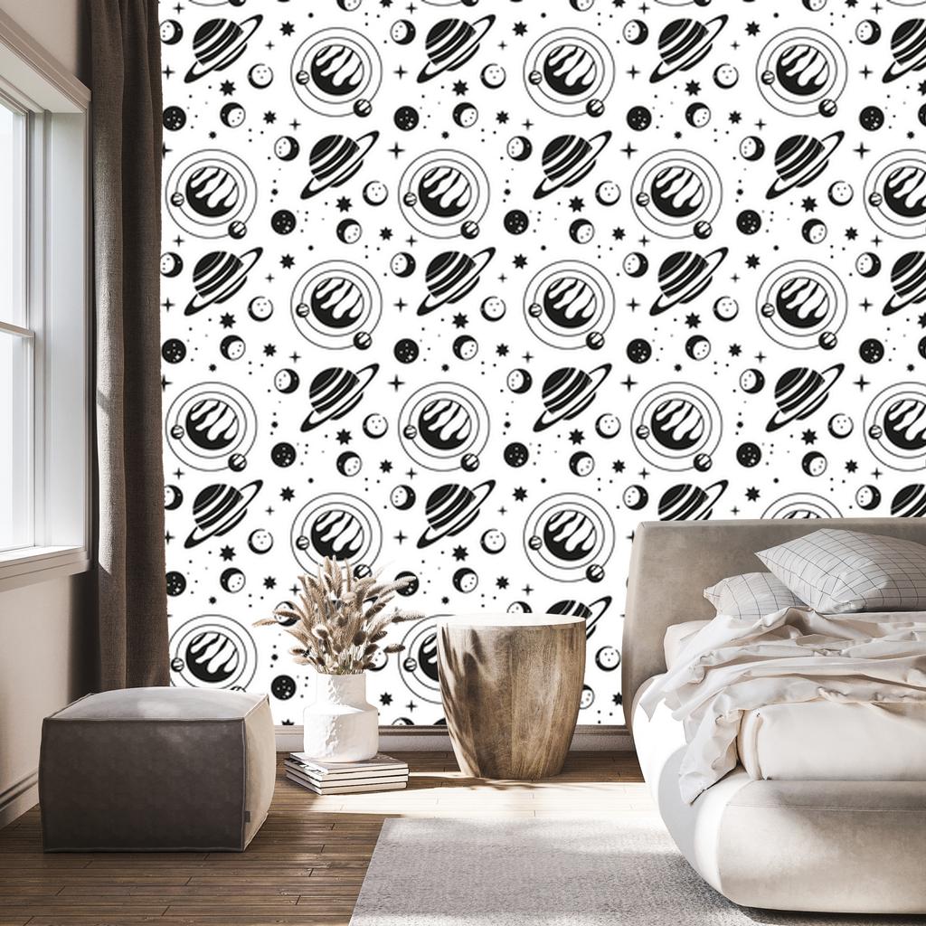 Women and Astrology Wallpaper Graphite, Brown and Gray 50x1000