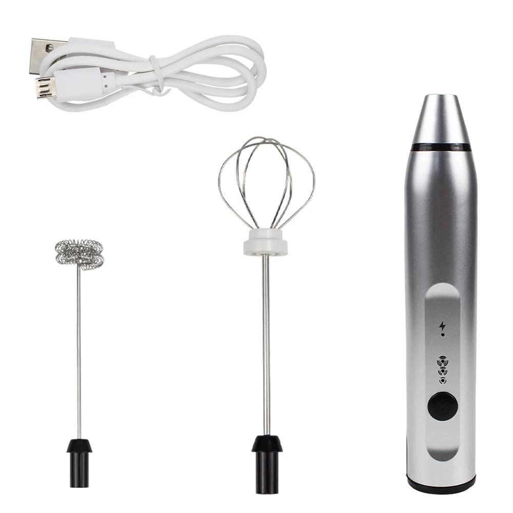 Электрический миксер для кофе с зарядкой через USB, шейкер для молока, вспениватель, аккумуляторная взбивалка для яиц, ручной 3-скоростной регулируемый блендер
