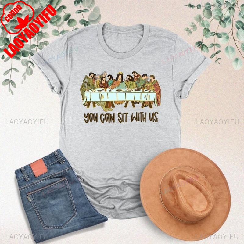You Can Sit with Us The Lords Supper Christian Shirt Religious Christian Easter Gifts Faith Based Graphic T Shirts Aesthetic