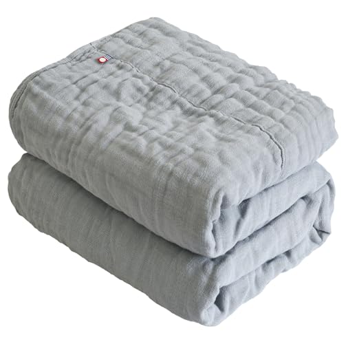 Сертифицированное хлопковое одеяло Tramparan Imabari Towel, размер для одного человека (приблизительно. 140см х 190см), Мягкий, Сделано в Японии, 100% Хлопок, Тройная марля (Серый)
