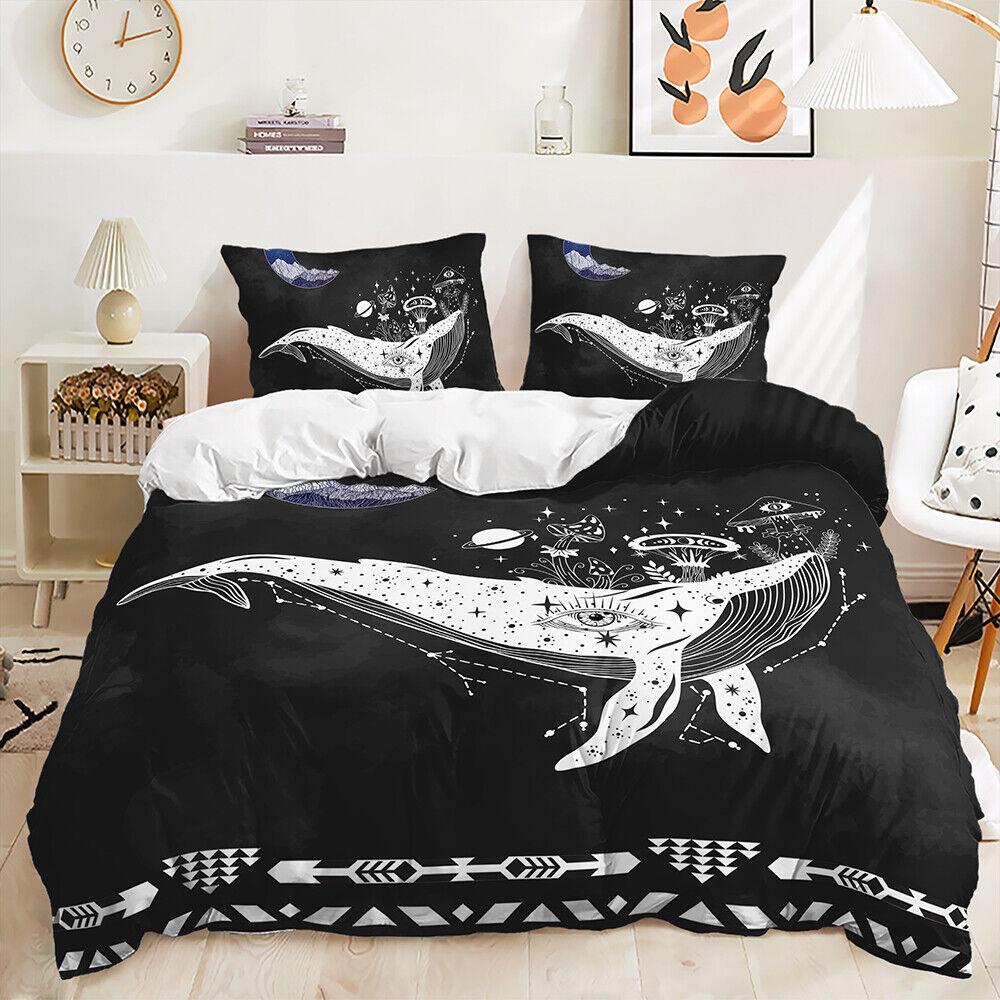 Marine Life Ocean Turtle Sea Dolphin Fish Anchor Doona Duvet Quilt Cover Bed Set