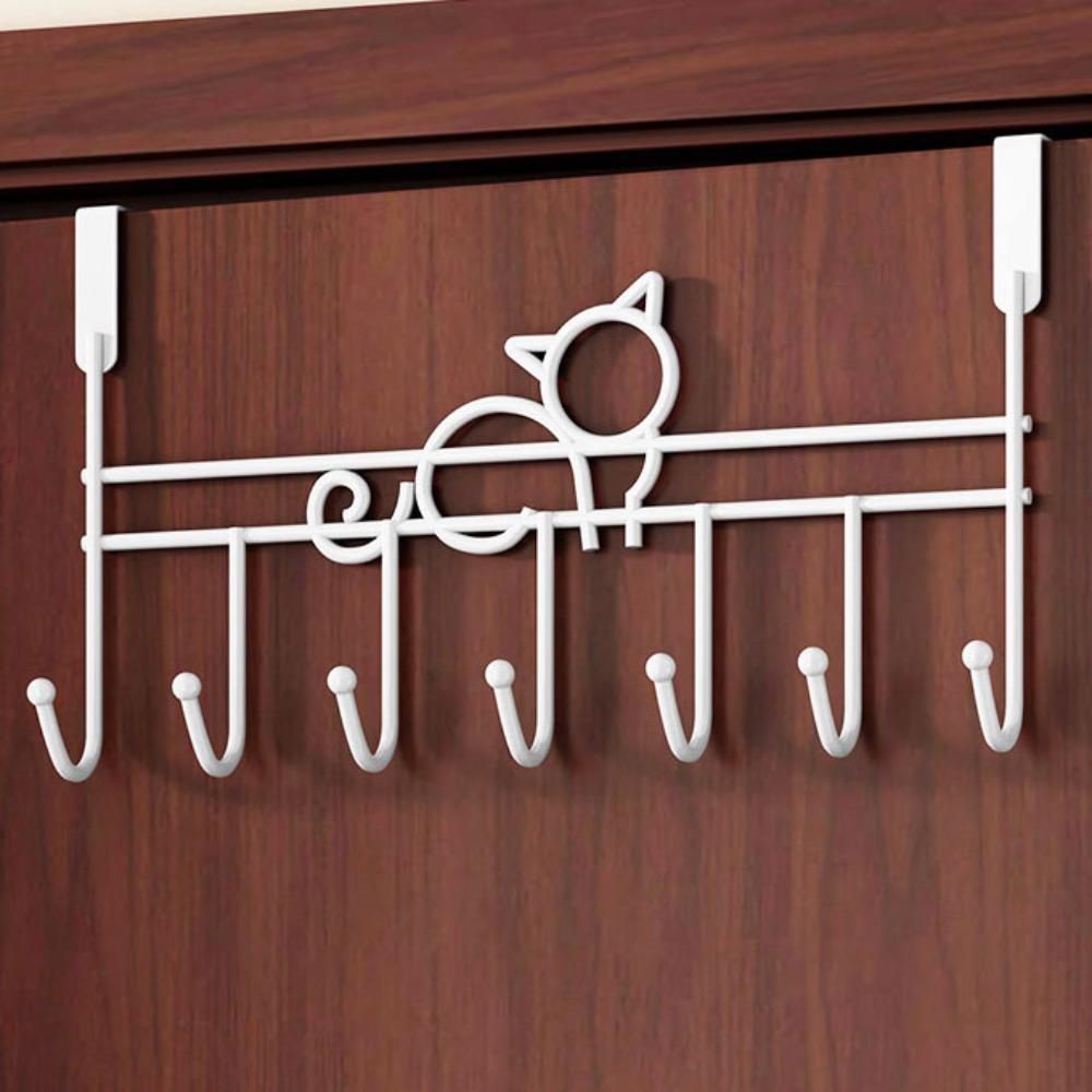 Space Saving Door Storage Hook Punch-Free Door Hanger Rack Traceless Organizer Rack Home Use