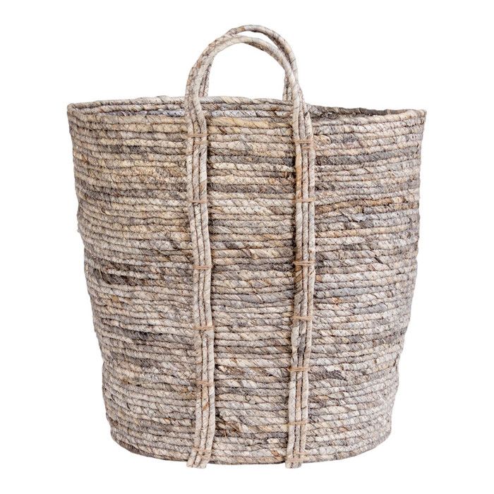 Basket - Udine - Round - Grey - 41x41x49 Cm - Natural Fiber