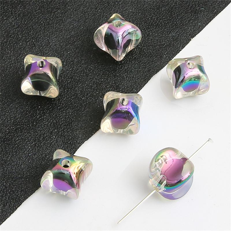 Прозрачные черные бусины с покрытием, разноцветные средние разделители для изготовления ожерелий и браслетов своими руками