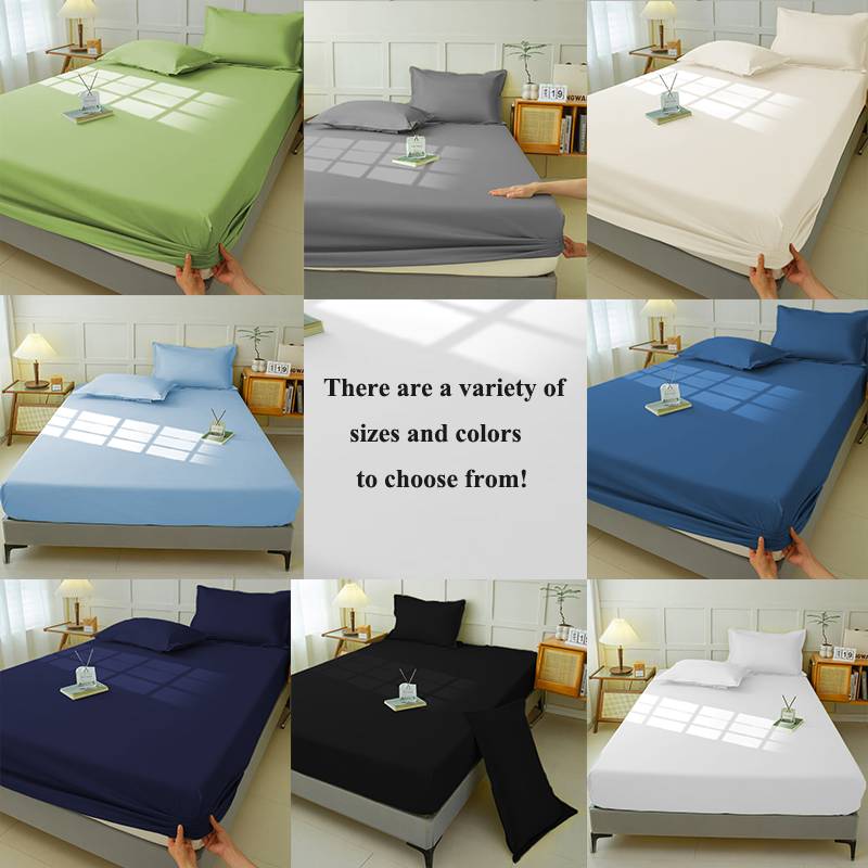 Водонепроницаемая простыня на резинке, постельное покрывало, простыня, однотонная, для матраса, мягкая, дышащая, бесшумная, с глубоким карманом, большого размера
