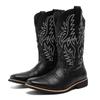 Autumn Winter Long Boots Retro Embroidered High Boots Outdoor Western Cowboy Knight Boots Men Pointed Sewn Carved Spliced Shoes