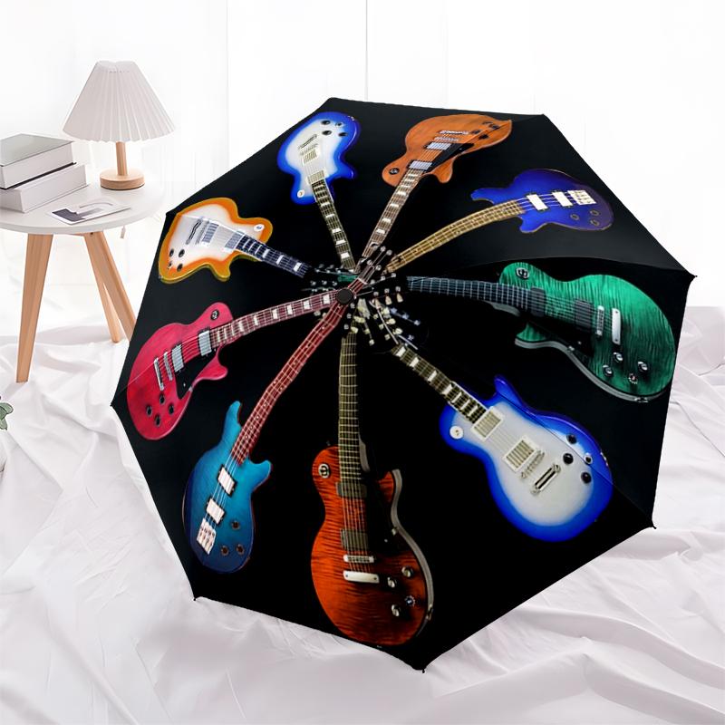 1PC electric guitar Umbrella Portable Folding Umbrella Iron Frame Hole Bone Structure Outdoor Home Umbrella A11