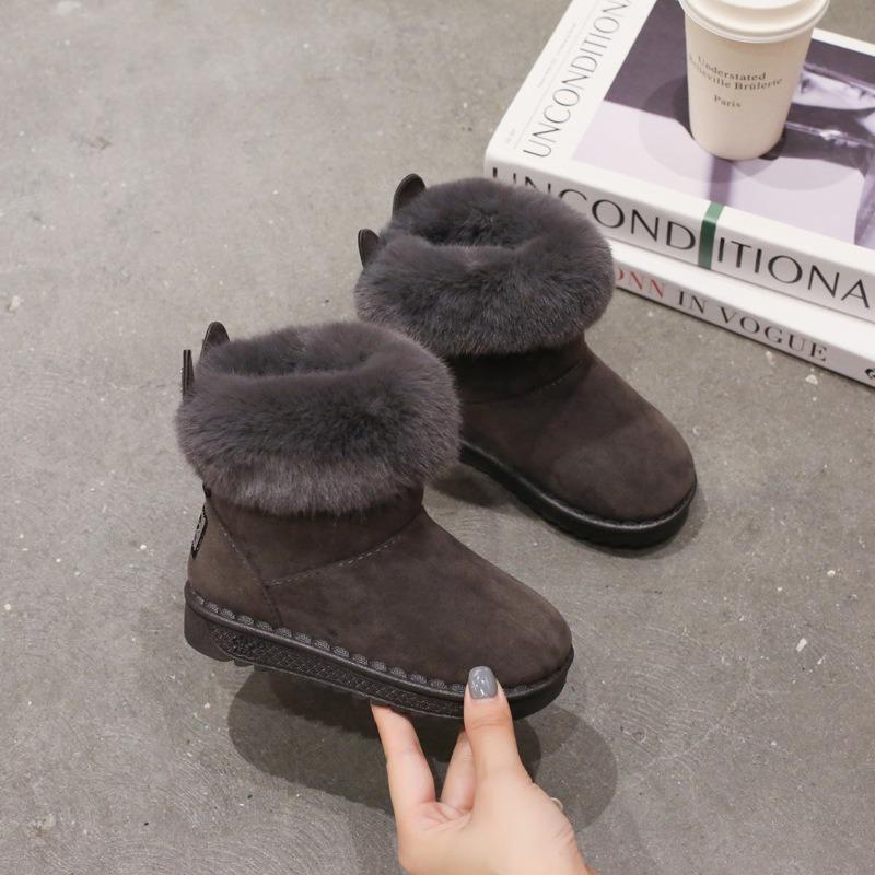 Детские зимние сапоги, короткие бархатные сапоги принцессы для девочек, теплая детская хлопковая обувь для девочек, обувь для мальчиков