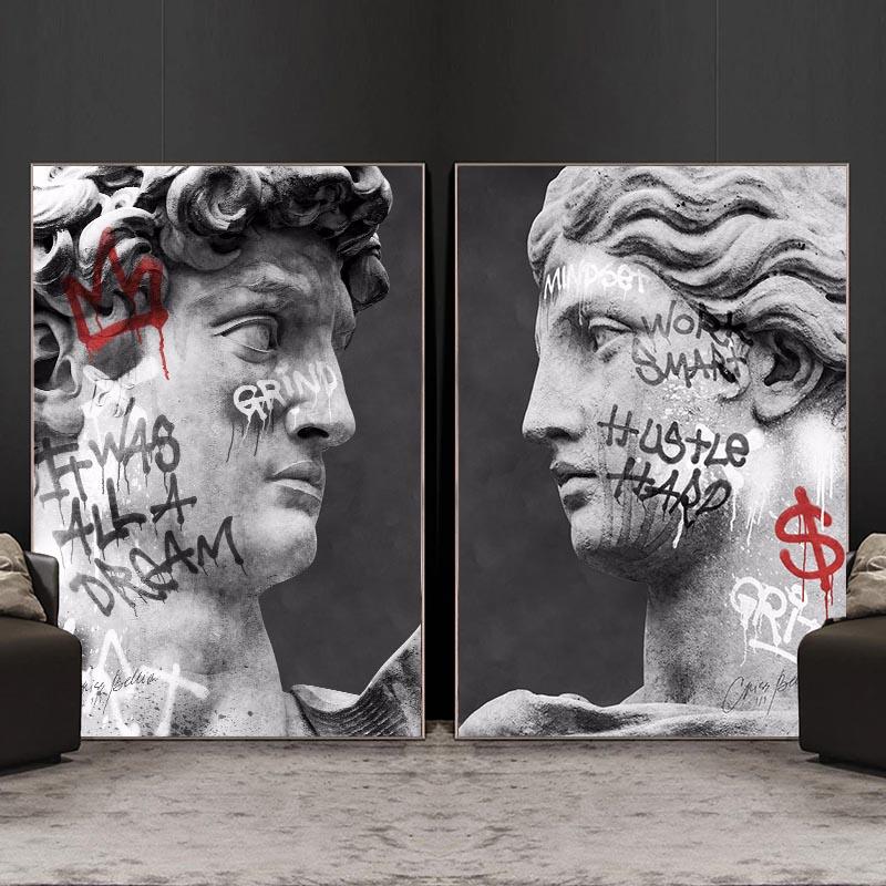 Скульптура Давида, статуя, картина маслом, современный граффити, художественный постер и печатная Настенная картина для гостиной