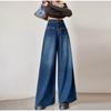 Jeans Woman Spring Summer 2025 New Fashionable European Style Wide Leg Loose Denim Pants Women Full Length Streetwear Blue Jeans