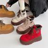 Fashion Hollow Breathable Casual Flat Bottom Martin Boots Autumn Retro Lace-Up Women's Thick Bottom Short Boots Small Boots