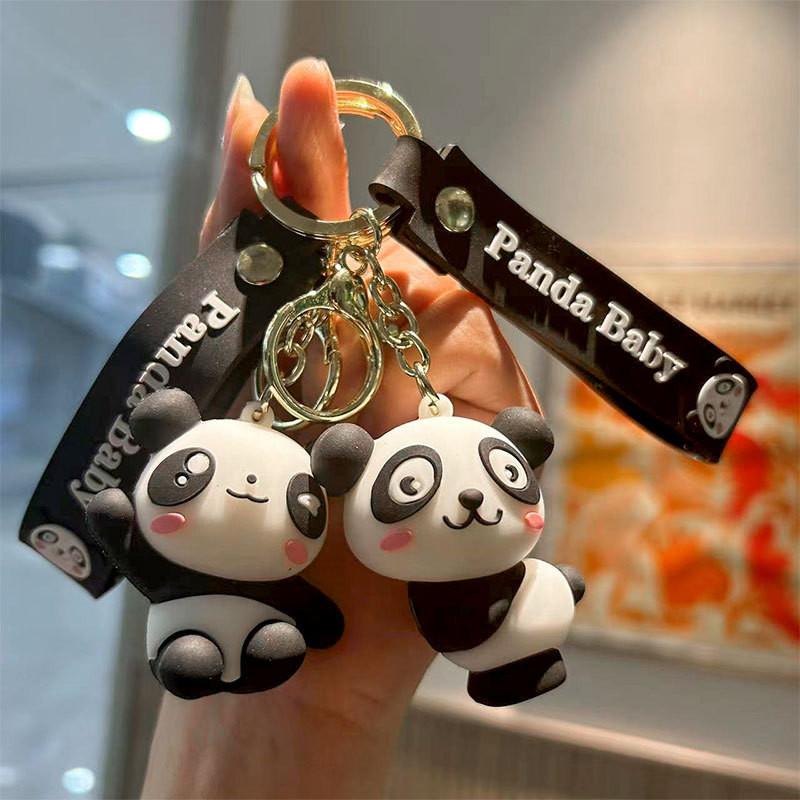 Adorable Cartoon Panda Keychain Silica Gel Accessory Cute Gift For Couples And Friends