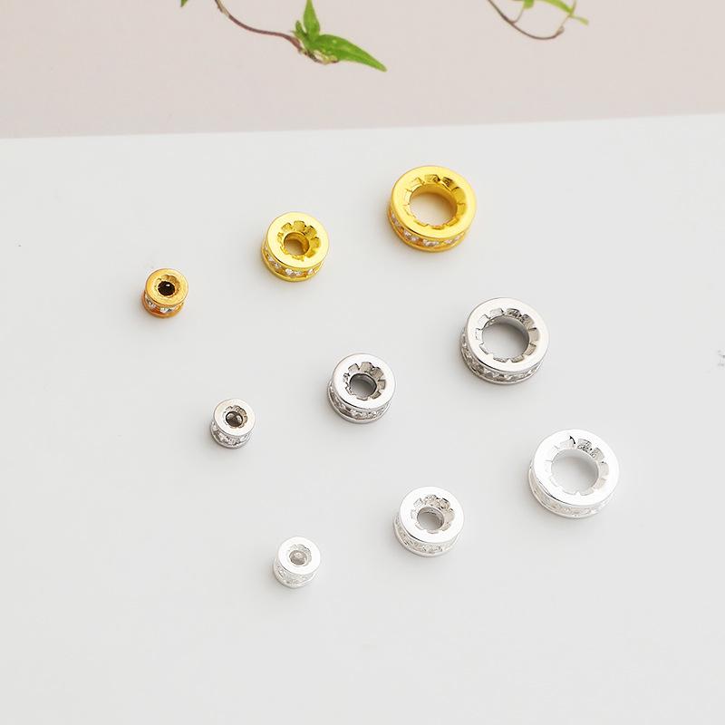 S925 Sterling Silver Diamond Spacer Beads for DIY Crystal Bracelets