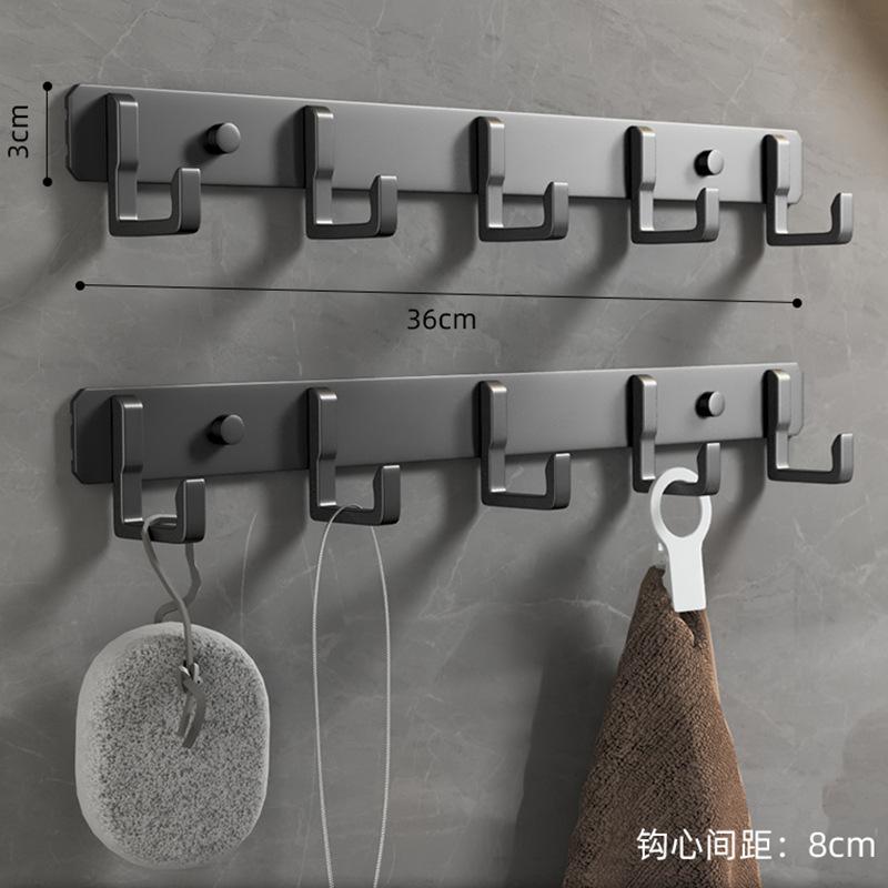 Черный серебристый крючок для халата для ванной комнаты, кухни, настенный, для хранения ключей, вешалка для пальто, держатель для полотенец, 3, 5, 7 крючков