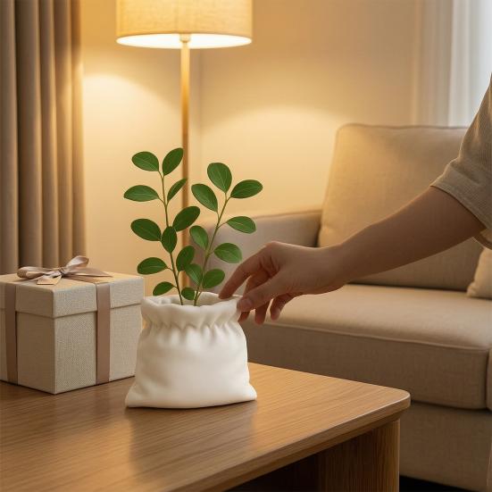 3D-печатные горшки для суккулентов, Креативные цветочные горшки в форме тканевой сумки для комнатных растений, Многоцелевой настольный держатель для хранения, Минималистичные цветочные горшки для дома