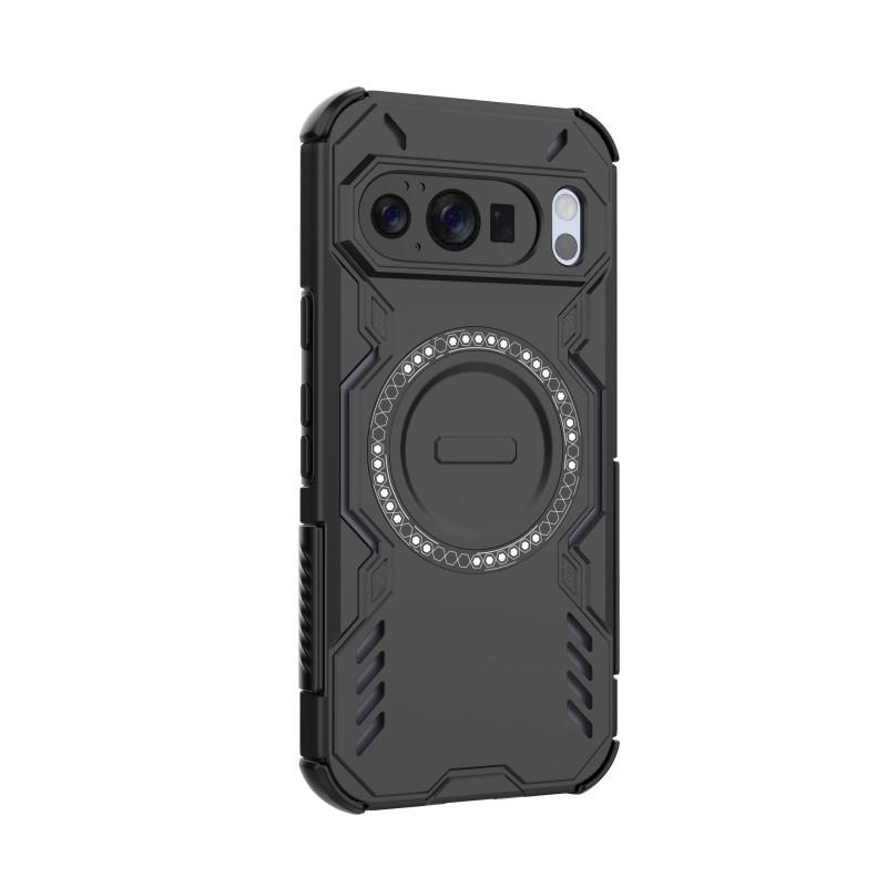 For Google Pixel 10 Pro Magnetic Case WANLONFENG DJ Series PC TPU Phone Cover with 2Pcs Tempered Glass Film