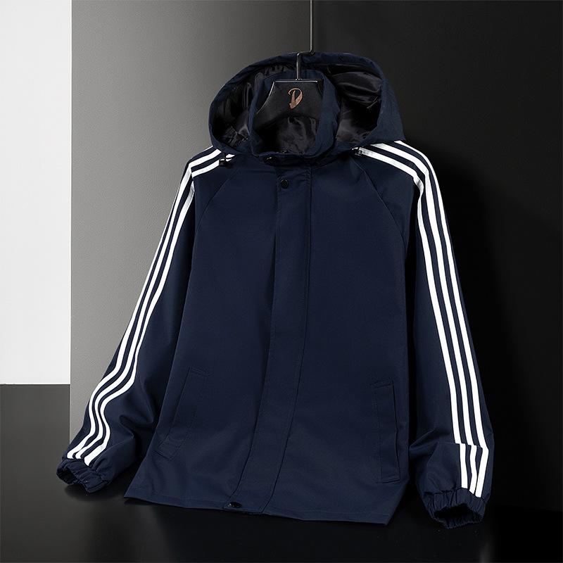 Мужская куртка Новая весенне-осенняя модная брендовая куртка с капюшоном Модная спортивная и повседневная куртка с тремя полосками Осенняя одежда