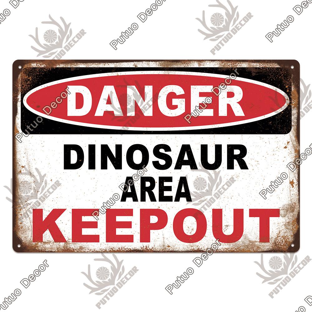 Putuo Decor Warning Vintage Metal Sign Plaque Metal Retro Tin Sign for Bar Club Park Backyard Home Man Cave Wall Decor