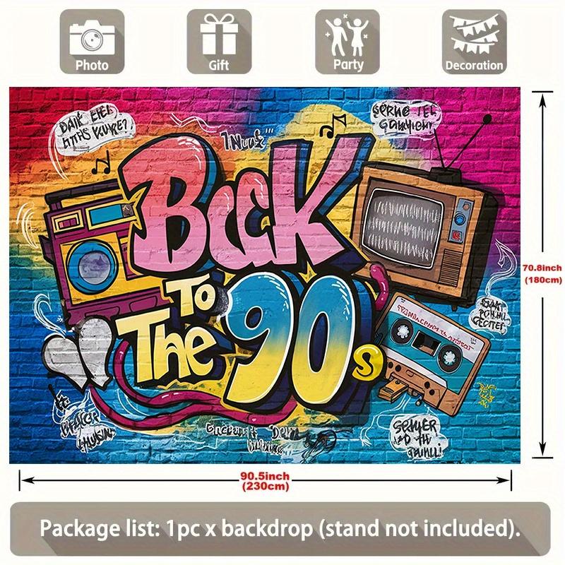 1 piece, retro 90s hip-hop party backdrop, multi-functional room and party decorations, polyester, vivid color mix