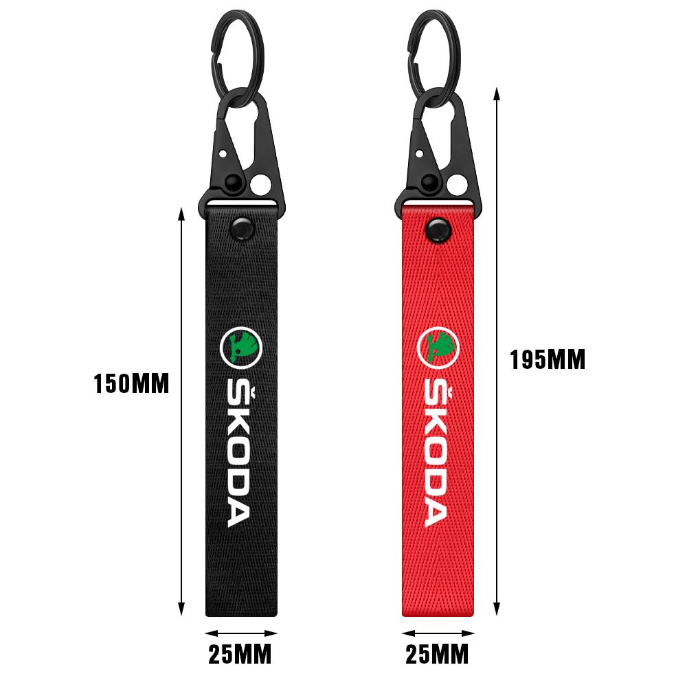 Key Chain Rings Thickened Keychain Lanyard Strap Long Lasting Use Car Badges Keyring Auto Replacement Accessory For Skoda Rapid ulsh63