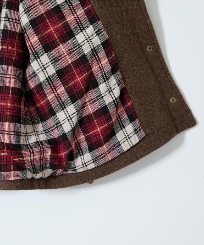 HORLISUN Idaho Snap Button Wool Half Coat Melange Brown