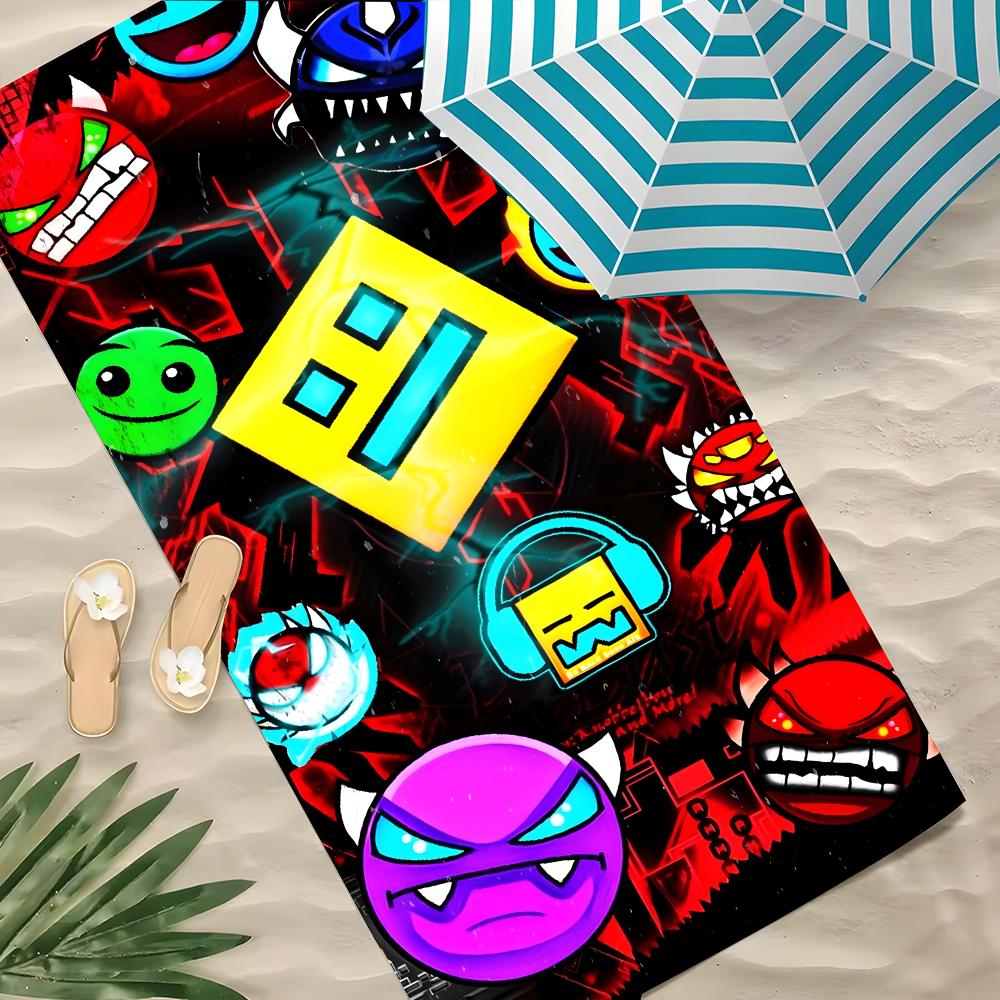 G-Geometry Dash Robtop Games Полотенце Полиэстер Пляжное Полотенце Быстросохнущее Без Песка Банное Полотенце Для Лета Бассейна Путешествий Отпуска