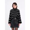 Women's Diamond Patterned Black High Collar Knitwear Sweater